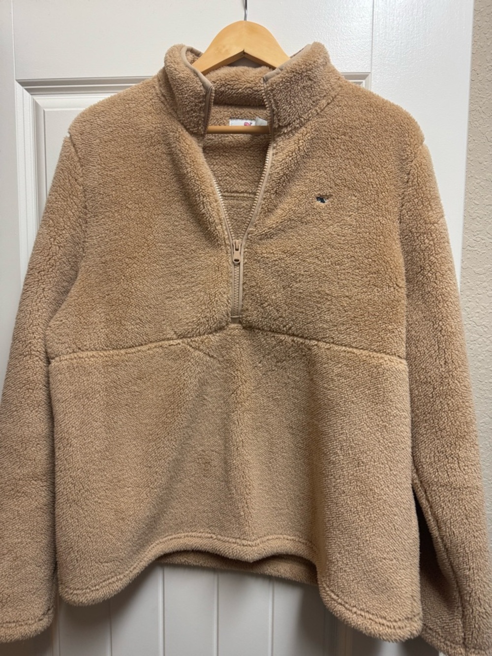 Vineyard vines Cozy Half-Zip Sherpa Pullover - Camel